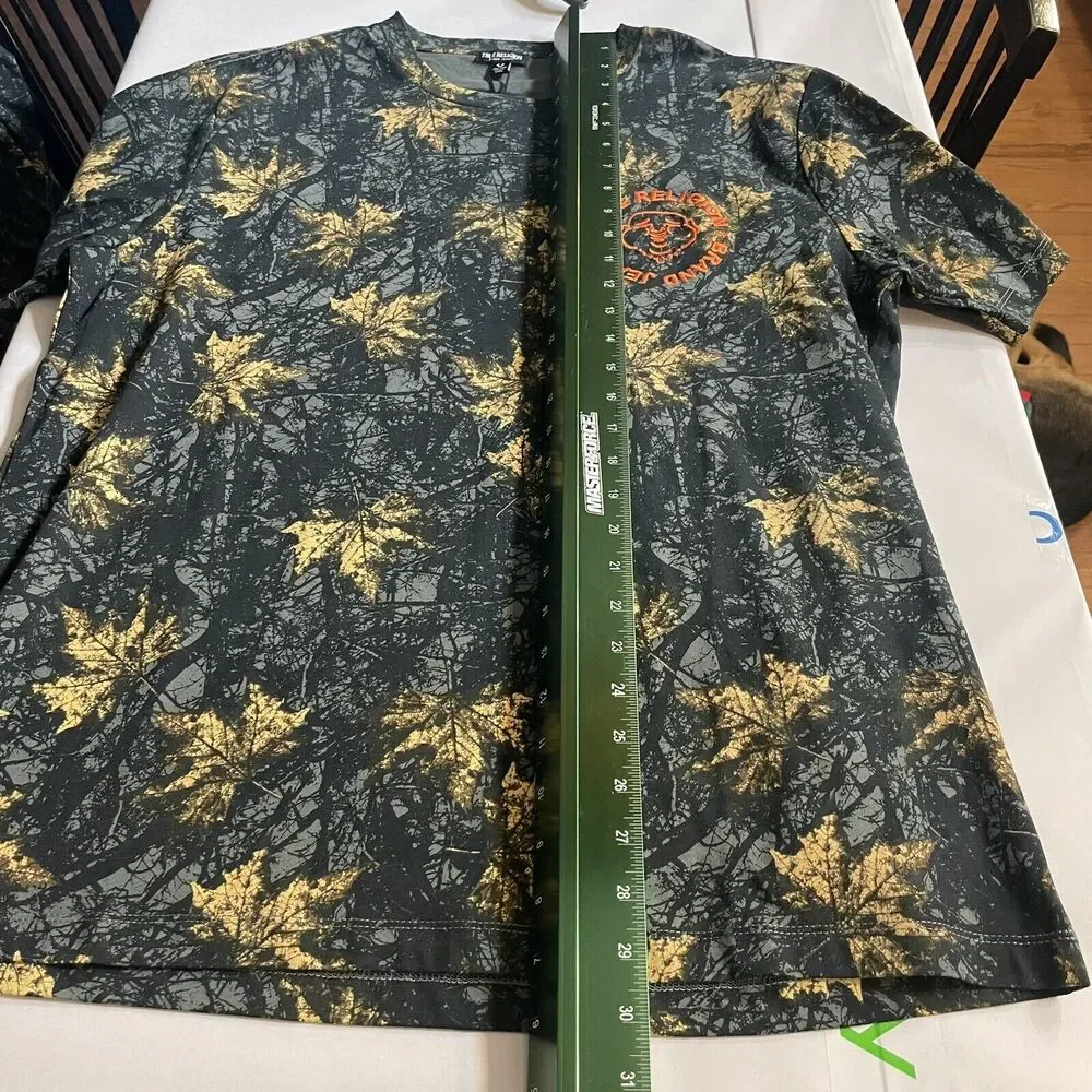 True Religion Jeans T-Shirt Logo Graphic‎ Leaf Print Camo Mens XXL New